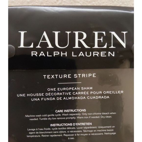 Ralph Lauren TEXTURE STRIPE White Cotton Linen Euro European Pillow Sham 26"x26" - Picture 9 of 11